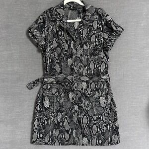 Vintage NY Co Dress L Black Gray Snakeskin Safari Maximalist 90s y2k Animal‎